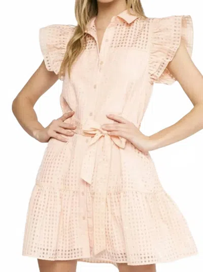 Entro Grid Tie Dress In Peach In Pink