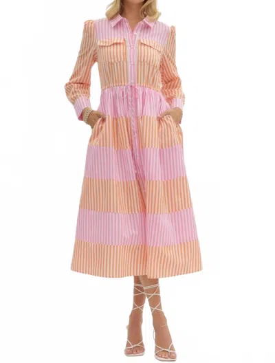 Entro Gwen Midi Dress In Pink In Multi