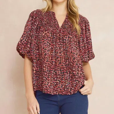 Entro Half Sleeve Top In Red