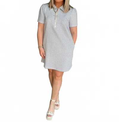 Entro Half Zip Mini Dress In Blue Gingham
