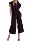 Entro Half Zip Textured Flutter Sleeve Top In Black In Black