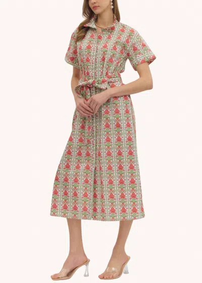 Entro Hallie Midi Shirt Dress In Red In Neutral