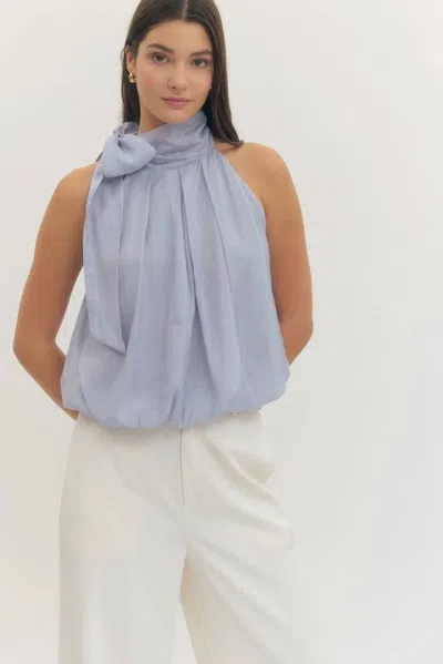 Entro Halter Bow-tie Blouse In Periwinkle In Blue