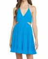 Entro Halter Dress With Cut Out In Blue In Blue