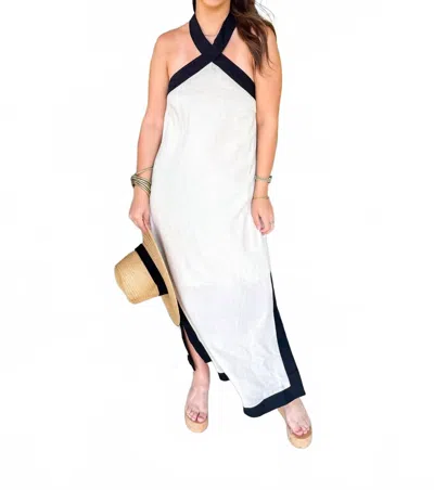 Entro Halter Midi Dress In Oatmeal/black In Multi