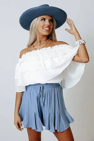 Entro Hamptons Summer Ruffle Top In White In Multi