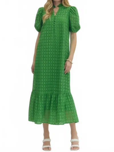 Entro Happy Are We Eyelet Maxi Dress In Green In Black