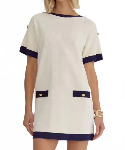 Entro Harbor Luxe Oversized Mini Dress In White In Pattern
