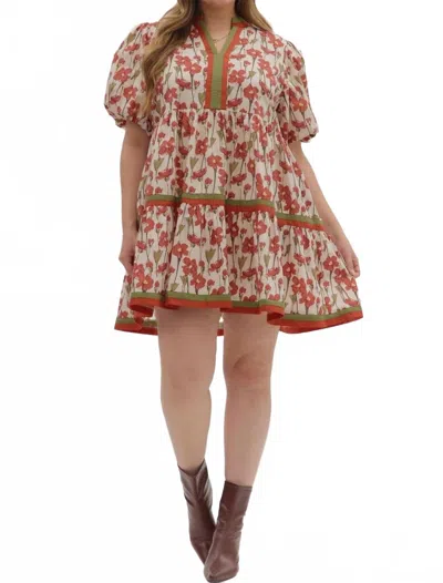 Entro Harlow Mini Dress - Plus In Rust And Olive In Multi