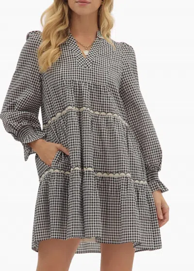 Entro Harriet Mini Dress In Black In Gray