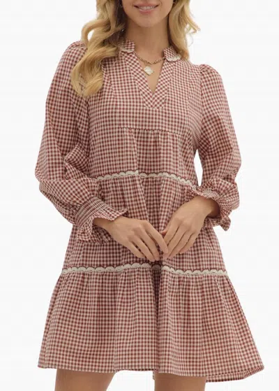 Entro Harriet Mini Dress In Burgundy In Brown