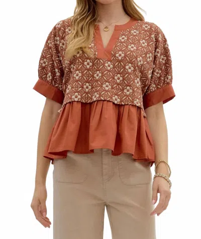 Entro Harvest Bloom Blouse In Multi In Brown