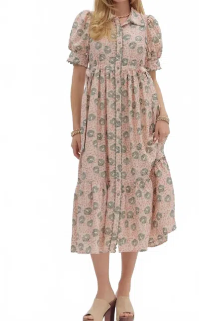 Entro Harvest Blooms Dress In Artichoke In Multi