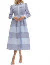 Entro Haven Stipe Midi Dress In Blue In Multi