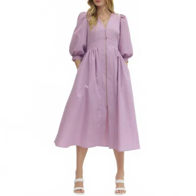 Entro Haze Zip Midi Dress In Lavender In Green