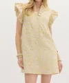 Entro Heart Of Gold Bubble Flutter Sleeve Mini Dress In Lemon In Yellow