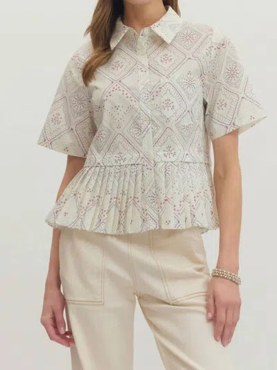 Entro Heirloom Top In Cream In Neutral