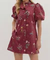 Entro Helena Fall Floral Dress In Burgundy In Brown