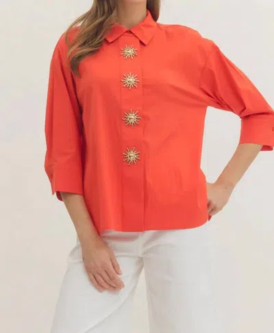 Entro Helios Tunic Top In Orange In Red