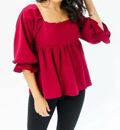 Entro Here For The Season Top In Burgundy In White