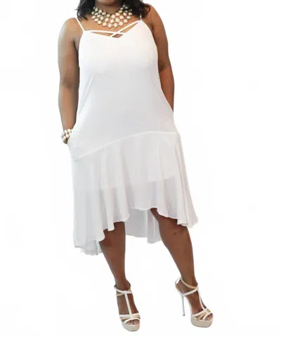 Entro High Low Midi Dress In Off White