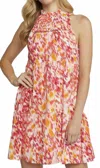 Entro High Neck Sleeveless Dress In Watercolor In Multi