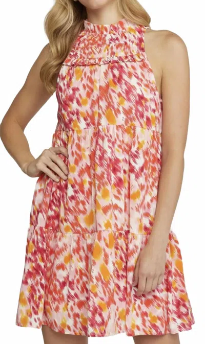 Entro High Neck Sleeveless Dress In Watercolor In Multi