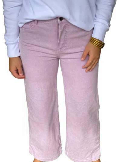 Entro High Rise Button Front Wide Leg Jeans In Lavender In Pink