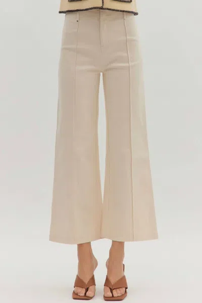 Entro High Rise Wide Leg Trousers In Ecru In Gray