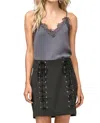 Entro High Waist Grommet Mini Skirt In Black In Black
