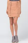 Entro High Waist Grommet Mini Skirt In Desert Sand In Beige