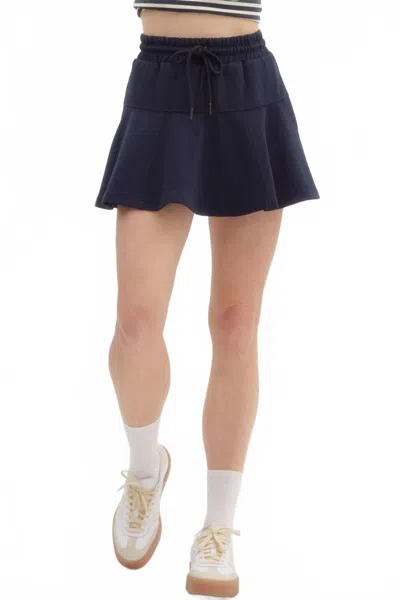 Entro High Waist Pull On Skort In Navy In Blue