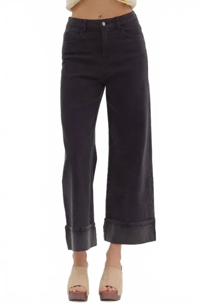 Entro High Waist Wide Leg Cropped Pants In Black