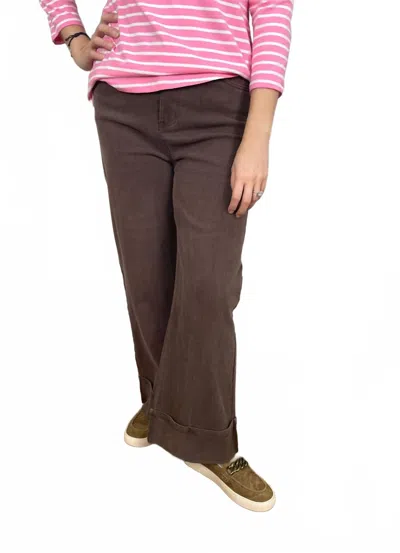 Entro High Waist Wide Leg Cropped Pants In Brown