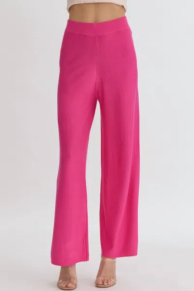 Entro High Waist Wide Leg Knit Pant In Hot Pink