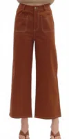 Entro High-waist Wide Leg Pant In Chestnut In Brown