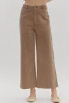 Entro High Waist Wide Leg Pocket Pants In Brown In Brown