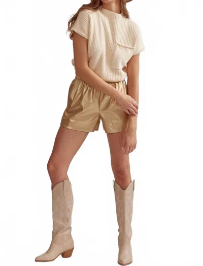 Entro High Waisted Shorts In Gold