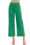 Entro High Waisted Wide Leg Ankle Length Pants In Green In Green