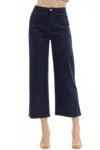 Entro High Waisted Wide Leg Ankle Length Pants In Navy In Blue