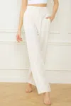 ENTRO HIGH WAISTED WIDE LEG PANTS IN IVORY