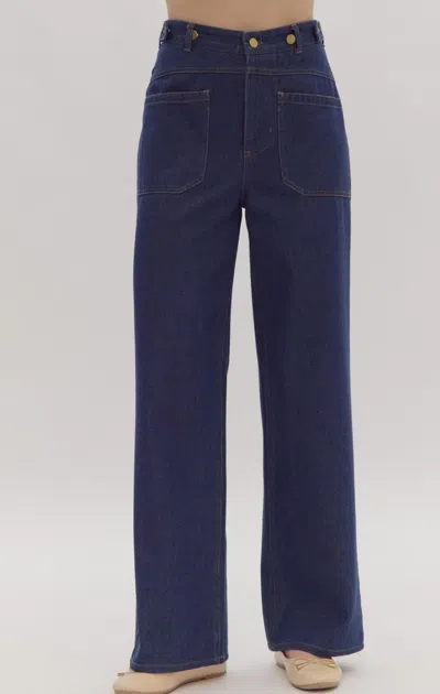Entro Highway To Heaven High Waisted Denim Pants In Dark Wash