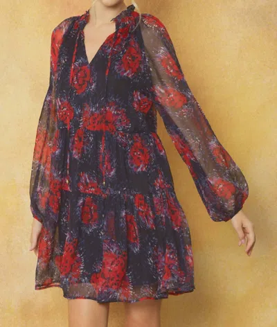 Entro Holiday Blooms Dress In Multi In Red