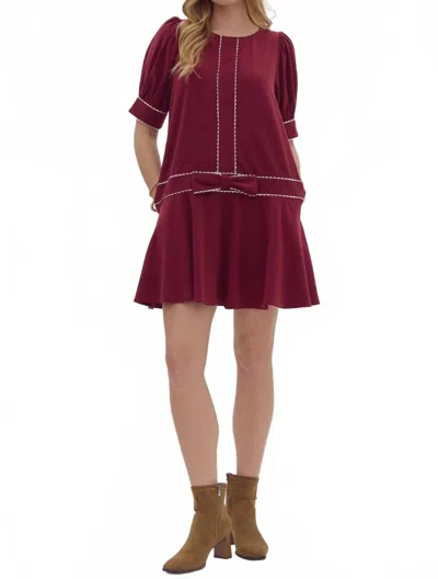 Entro Holly Mini Dress In Red In Burgundy