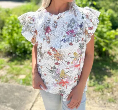 Entro Hopelessly Romantic Floral Lace Blouse In Off White