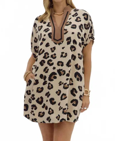 Entro Imogen Spotted Mini Dress In Leopard In Multi