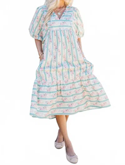 Entro Ingalls Midi Dress In Green Floral In Multi