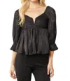 Entro Iridescent Babydoll Top In Black In Black