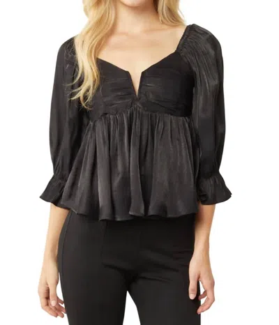 Entro Iridescent Babydoll Top In Black