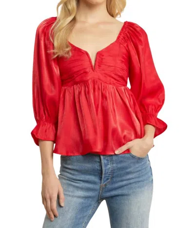 Entro Iridescent Babydoll Top, In Red
